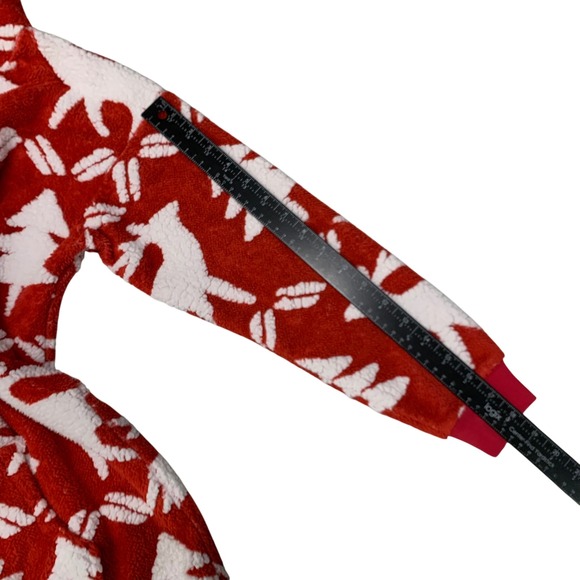 Vera Bradley Sherpa Hoodie Red Fair Isle Reindeer Christmas Plush Women's Small - Picture 6 of 8